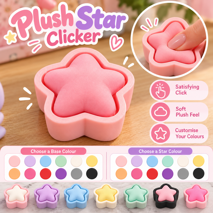 Plush Star Clicker with colour customisation examples