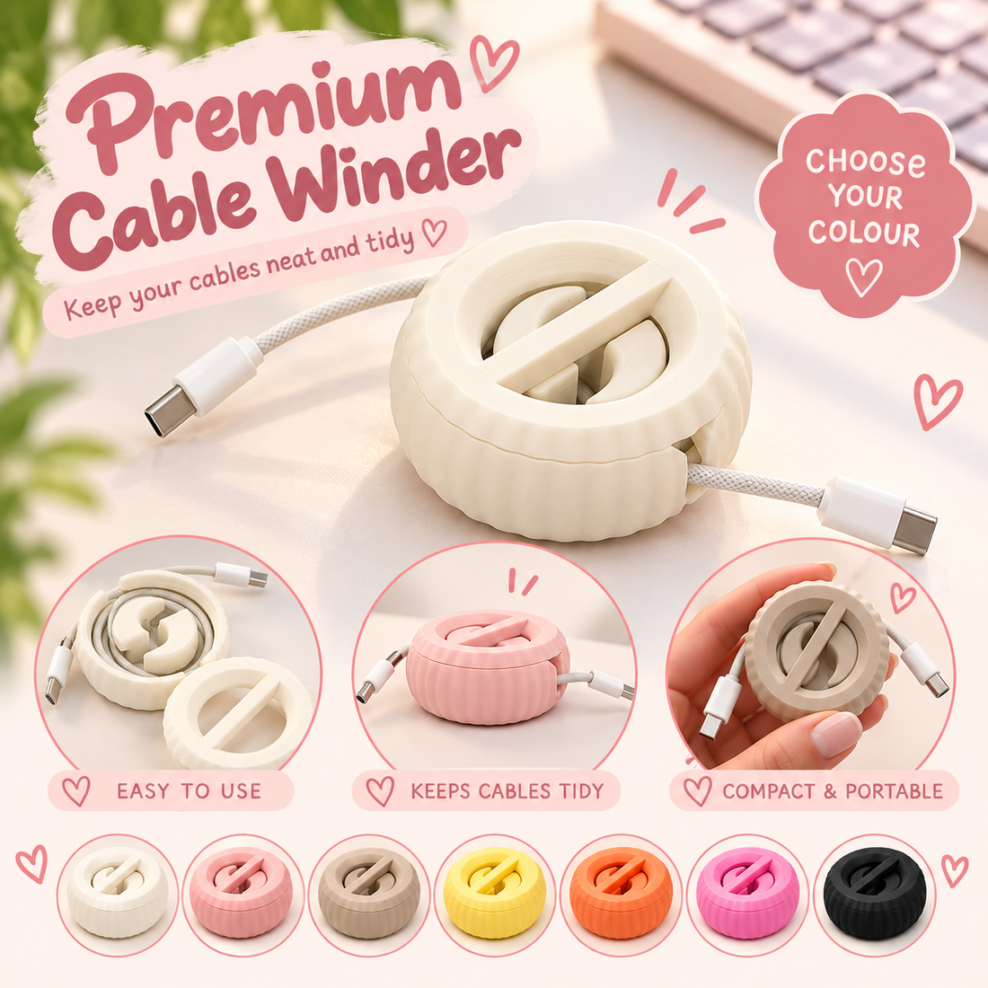 Premium Cable Winder choose your colour